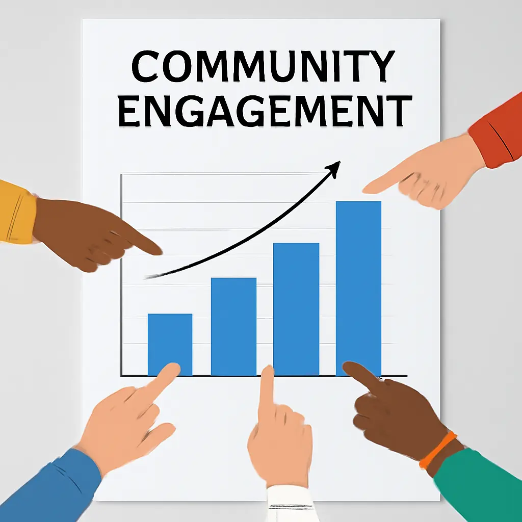 A simple bar chart showing community engagement growth over time