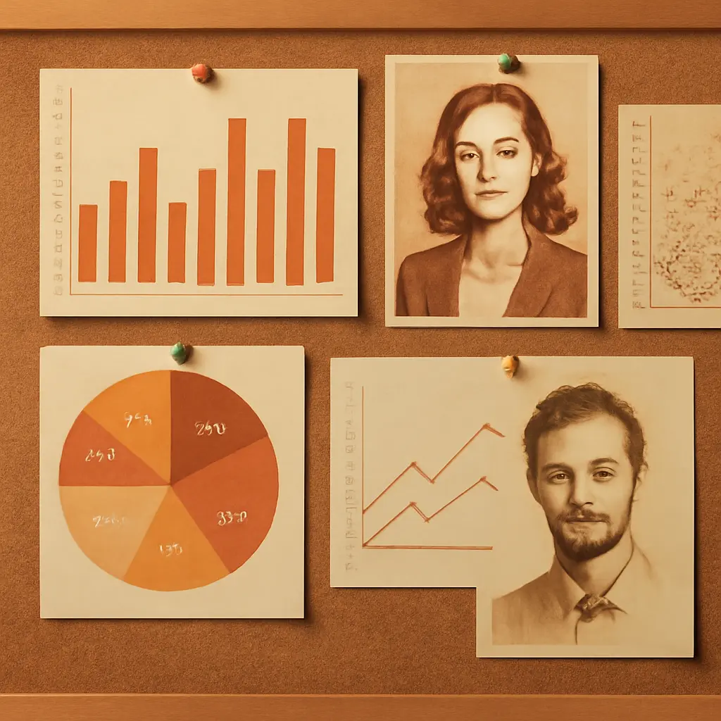 Data charts and personal testimony combined on a noticeboard