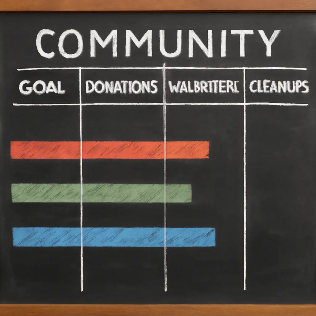 A chalkboard displaying clear metrics and goals for a project